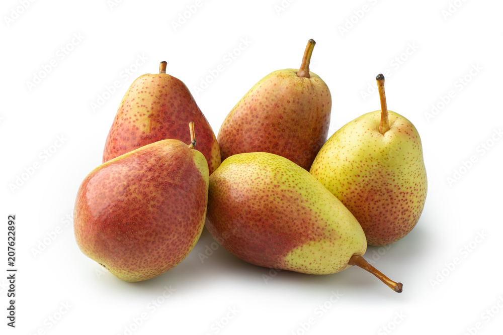 Group of pears sort of salmon isolated with shadow on white background Group of pears sort of salmon isolated with shadow on white background
