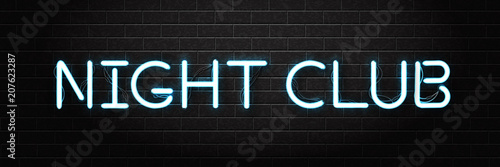 Vector realistic isolated neon sign of night club lettering logo for decoration and covering on the wall background. Concept of dj, disco and night life.