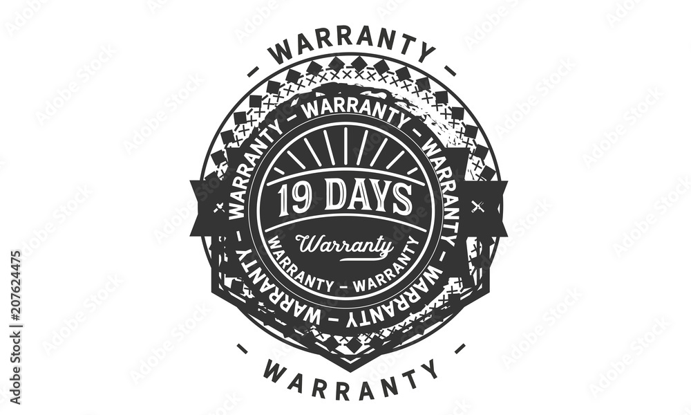 Obraz premium 19 days warranty icon vintage rubber stamp guarantee
