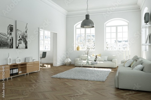 modern bright skandinavian interior design living room