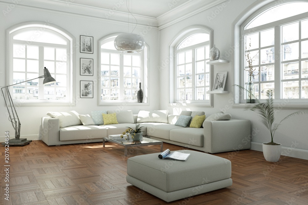 modern bright skandinavian interior design living room