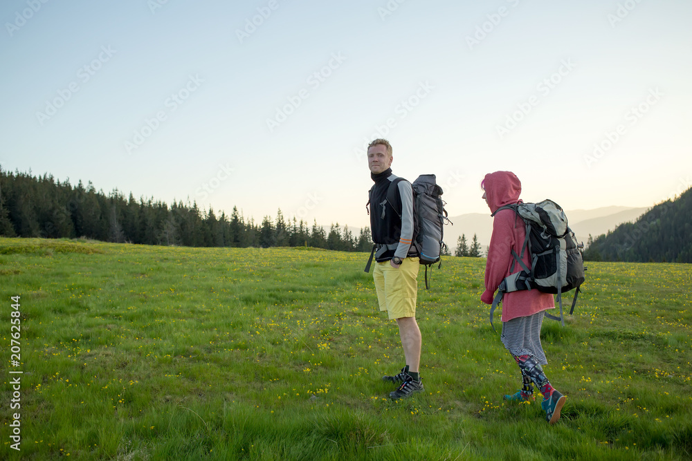 Hikers on a trail