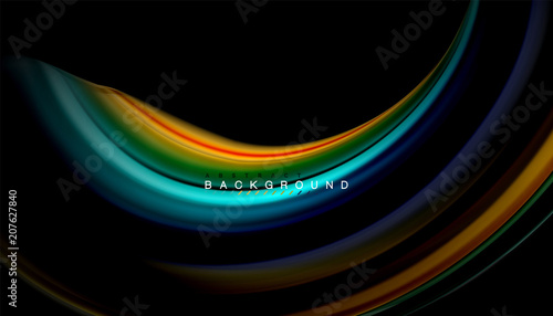Fluid mixing colors, vector wave abstract background