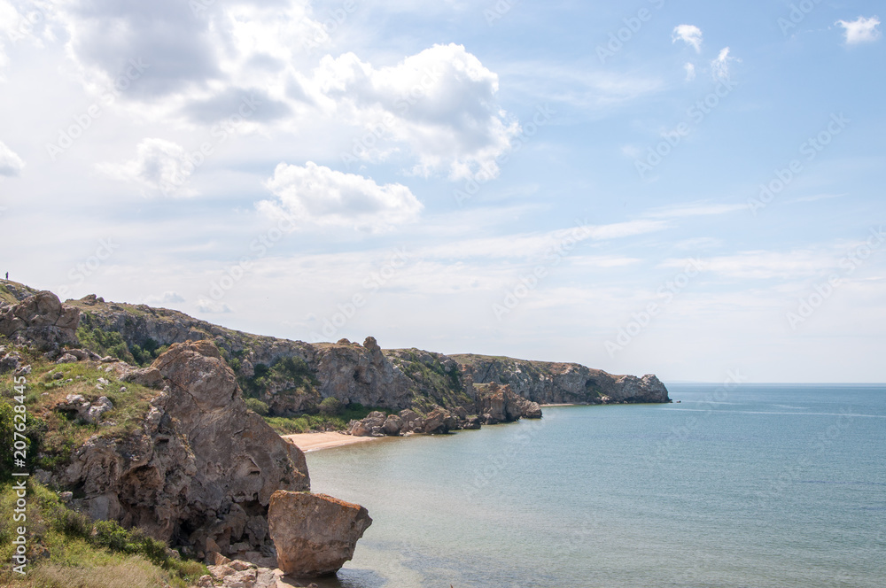 General beaches in the Crimea. The coastline of the numerous bays.