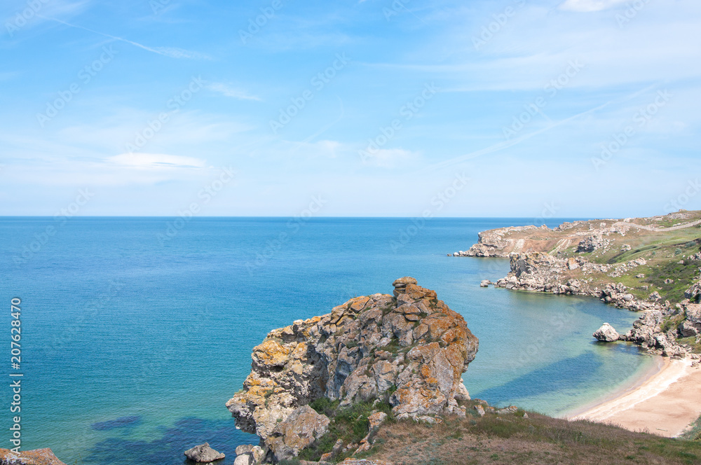 Crimean coast. The sea of Azov in the spring.