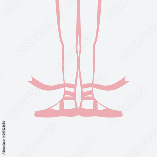 ballerina feet in pointe shoes. first ballet position