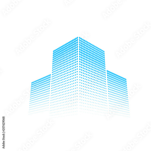 High office buildings. Abstract vector graphic city background isolated on white.