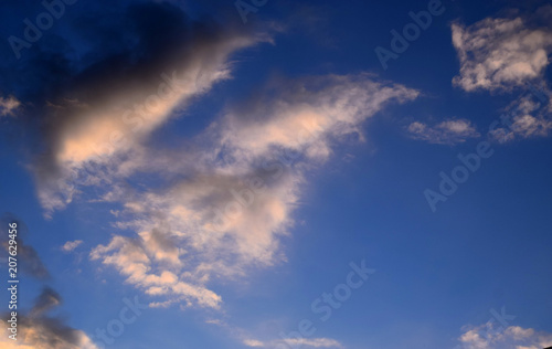 intense blue sky and clouds  skyscape atmosphere in the evening