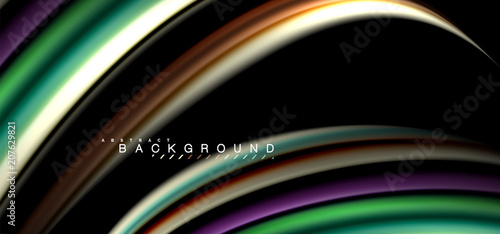 Multicolored wave lines on black background design © antishock