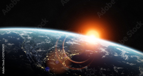 Fototapeta Naklejka Na Ścianę i Meble -  View of blue planet Earth in space 3D rendering elements of this image furnished by NASA