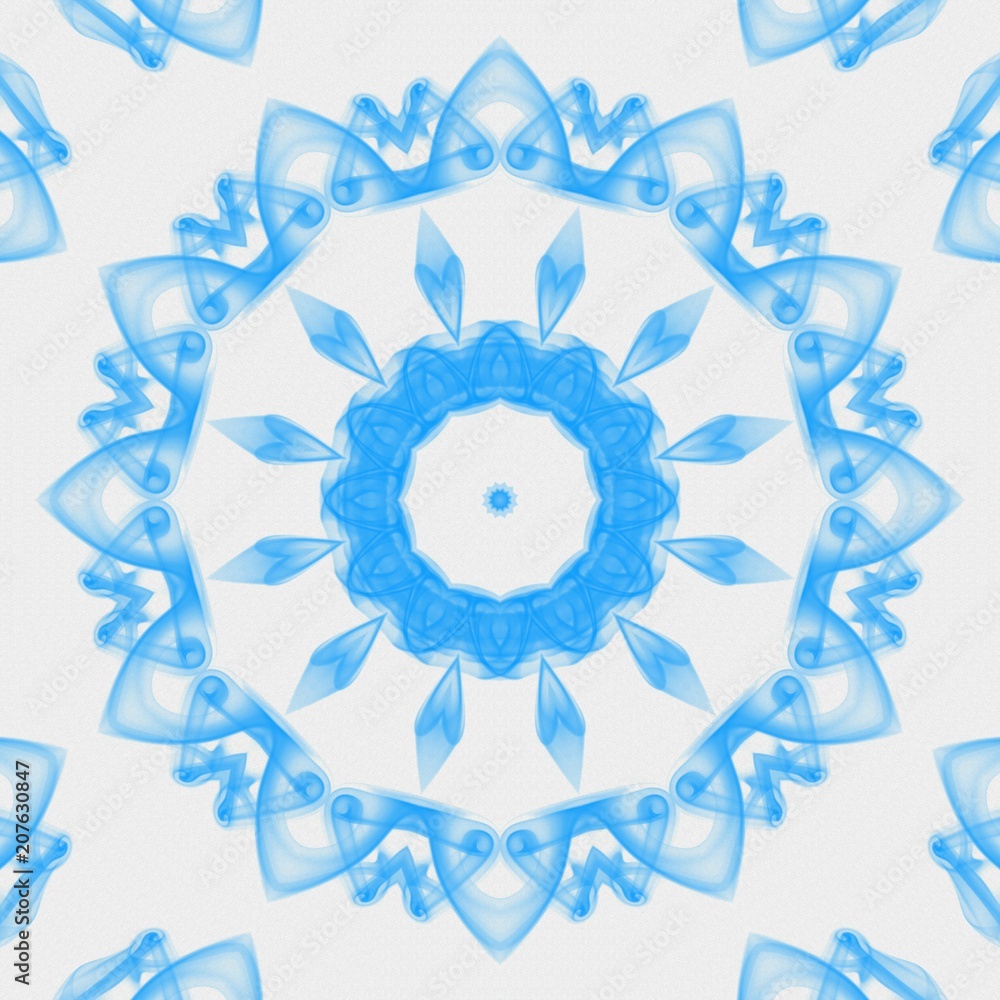 Creative light blue mandala. Kaleidoscope abstract wallpaper. Sacred geometry digital painting art. Ethnic fractal artwork. Symmetric stylish graphic design pattern. Print for fabric, textile or paper Creative light blue mandala. Kaleidoscope abstract wallpaper. Sacred geometry digital painting art. Ethnic fractal artwork. Symmetric stylish graphic design pattern. Print for fabric, textile or paper