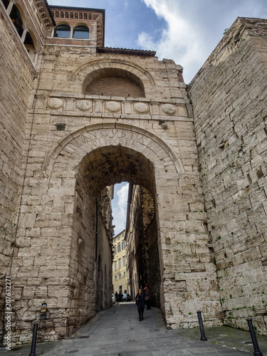 Porta Augusta ancient Etruscan in Perugis, Umbria