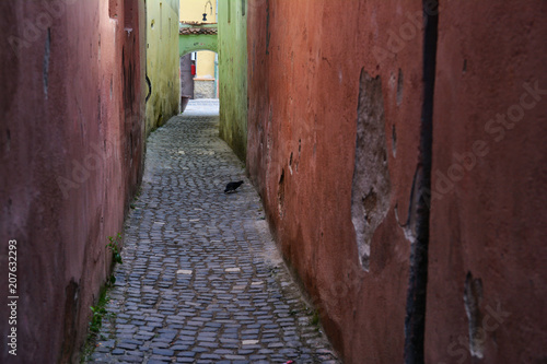 Rope Street , narrowest colorful old street in Brasov, Romania