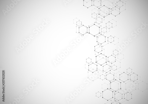 Hexagonal background. Digital geometric abstraction with lines and dots. Geometric abstract design.