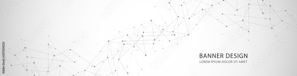 Vector banner design, network connection with lines and dots Vector banner design, network connection with lines and dots