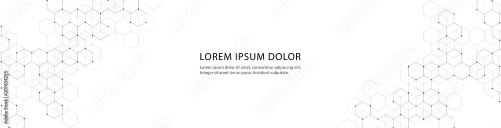 Fototapeta premium Vector banner design with hexagons abstract background.