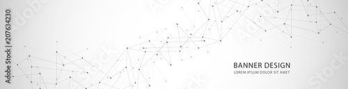 Vector banner design, network connection with lines and dots