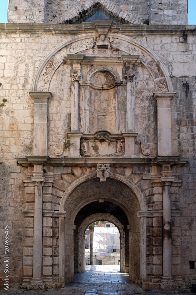 View of the Main (Land) Gate of the old town, in Korcula, Dalmatia, Croatia