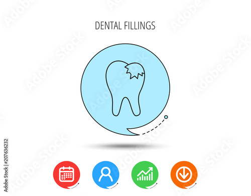 Dental fillings icon. Tooth restoration sign.