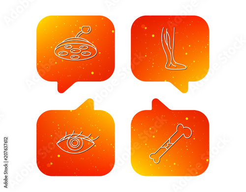 Eye, bone fracture and vein varicose icons.
