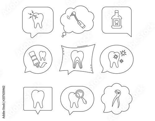 Tooth, stomatology and toothache icons.