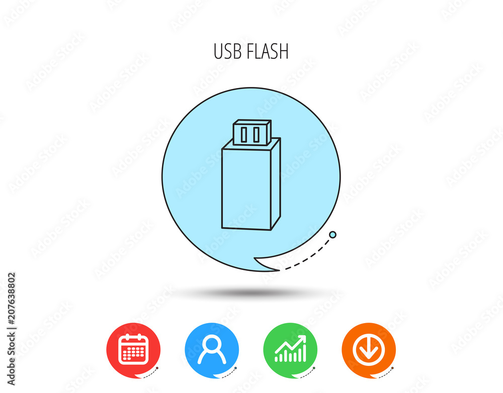 USB drive icon. Flash stick sign. USB drive icon. Flash stick sign.