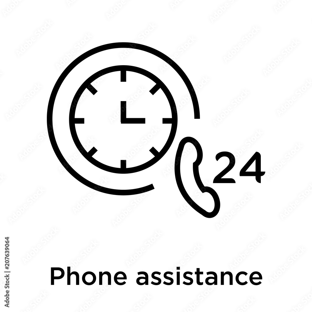 Phone assistance icon vector sign and symbol isolated on white background, Phone assistance logo concept Phone assistance icon vector sign and symbol isolated on white background, Phone assistance logo concept