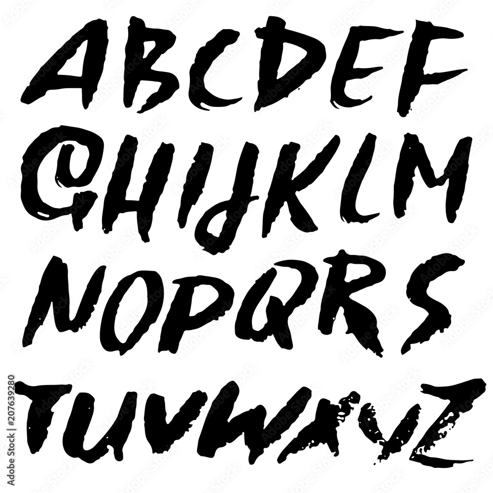 Handdrawn dry brush font. Modern brush lettering. Grunge style alphabet. Vector illustration. Handdrawn dry brush font. Modern brush lettering. Grunge style alphabet. Vector illustration.