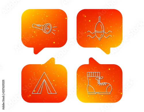 Flashlight, fishing float and hiking boots.