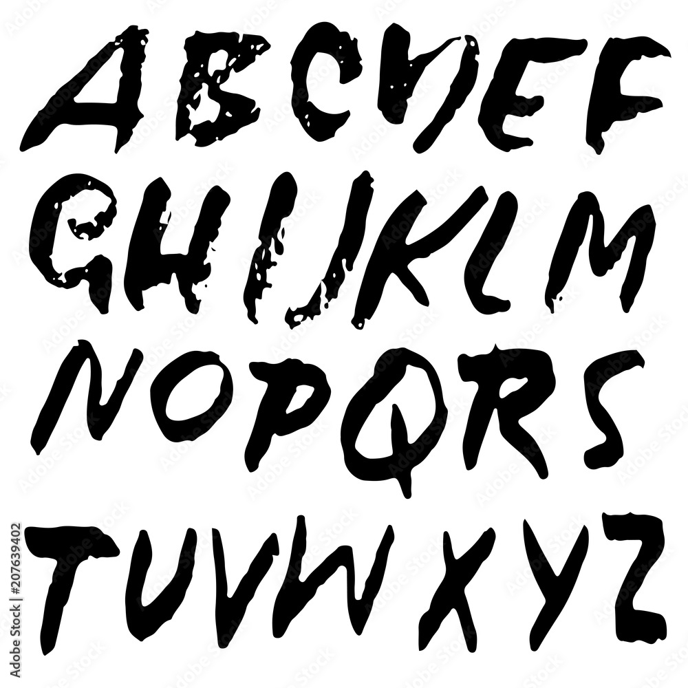Handdrawn dry brush font. Modern brush lettering. Grunge style alphabet. Vector illustration. Handdrawn dry brush font. Modern brush lettering. Grunge style alphabet. Vector illustration.
