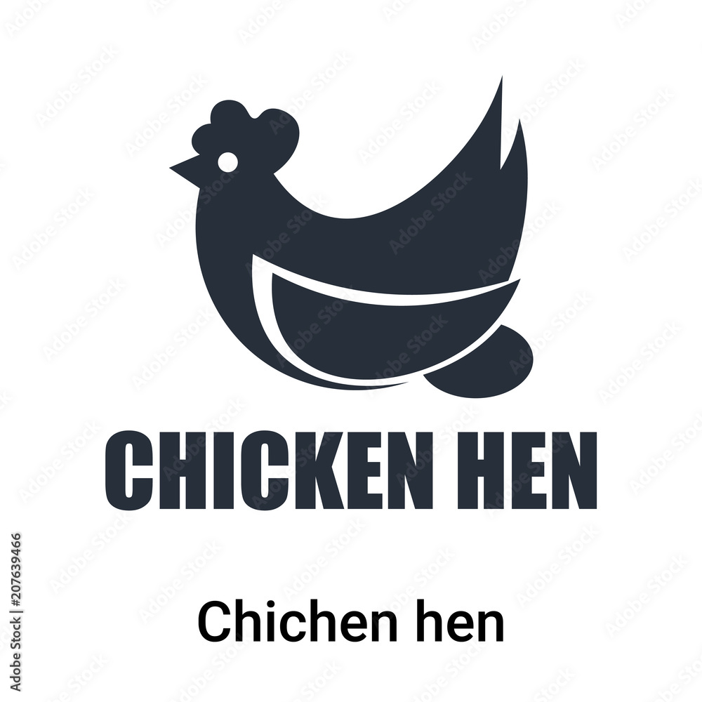 Fototapeta premium Chichen hen icon vector sign and symbol isolated on white background, Chichen hen logo concept