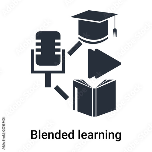 Blended learning icon vector sign and symbol isolated on white background, Blended learning logo concept