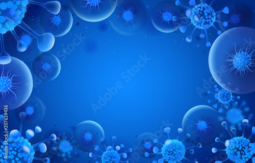 Bacteria background. Virus microorganisms silhouette. Medicine bacterium, spores and allergy viruses vector backdrop illustration