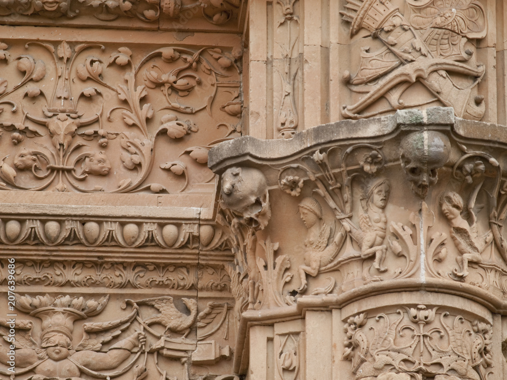 University of Salamanca facade of Escuelas Mayores side detail