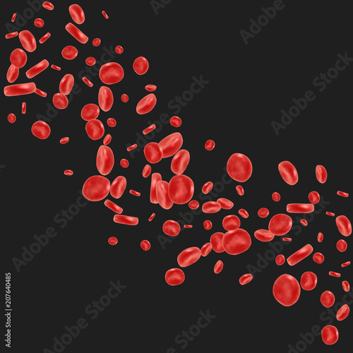 Red blood cell flowing in vein or artery. Vector illustration. Healthcare and medical zoom concept.