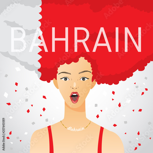 Surprised Woman with National Flag in Afro Hair : Vector Illustration