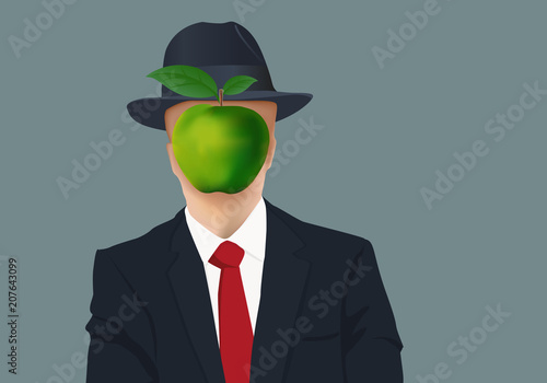 rêve - imaginaire - imagination - symbole - concept - pomme - surréaliste - portrait - psychanalyse