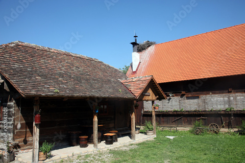 Typical wooden house in the village Cigoc, Croatia  photo