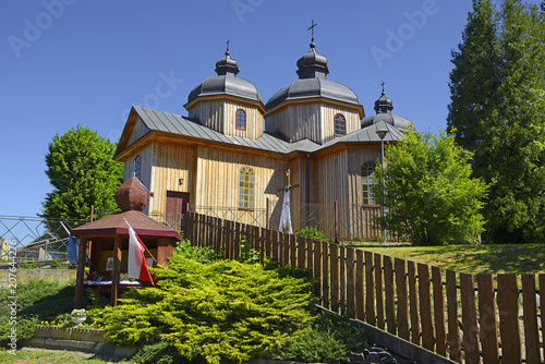 Wooden church it has a pillar framework of Jurowce, was erected in 1873. Jurowce is a village in the within Sanok County, Subcarpathian Voivodeship, in south-eastern Poland. photo