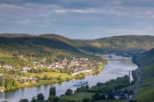 Moselle river valley as seen from Graach towards Wehlen