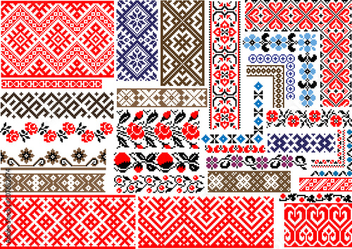Set of 30 Seamless Ethnic Patterns for Embroidery Stitch