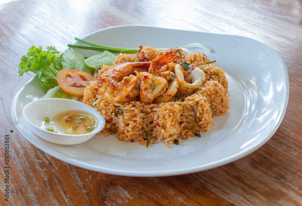 Fried rice with seafood ,spicy food Thai style. Fried rice with seafood ,spicy food Thai style.