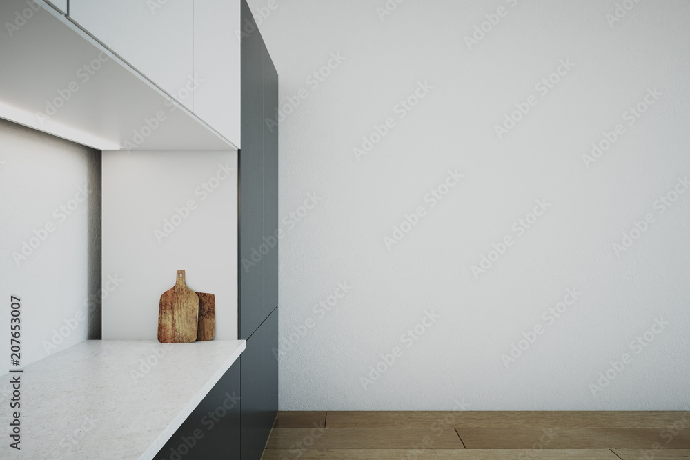 Fototapeta premium Clean kitchen counters with copyspace