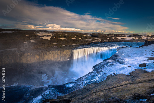 Dettifoss waterfall- May 06  2018  Panorama of Dettifoss waterfall  Iceland