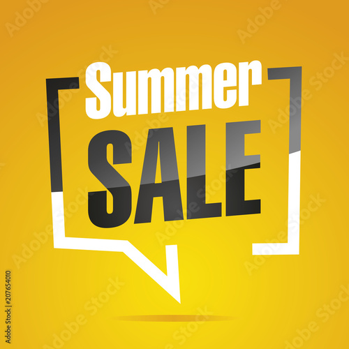 Summer sale in brackets yellow white black isolated sticker icon