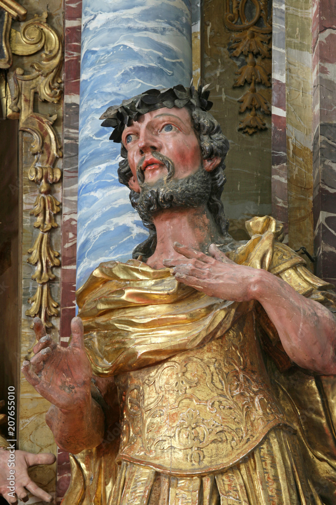 Obraz premium Saint Donatus, statue on altar in cathedral of Assumption in Varazdin, Croatia
