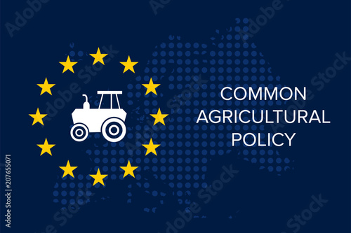 Common agricultural policy on EU flag
