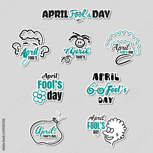 April Fools Day Stickers Set