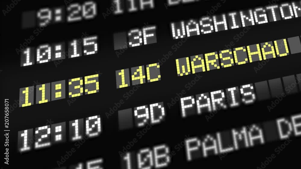 warschau - airport depature, arrival sign board warschau - airport depature, arrival sign board