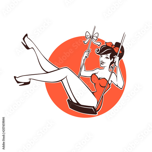 sexy and beauty retro pinup girl for your logo or label design